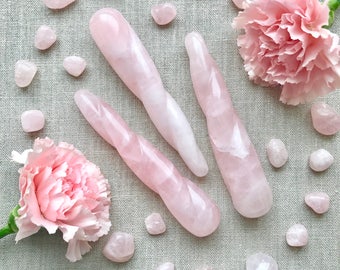 Rose Quartz Twisted Yoni Wand - Pleasure Wand - Massage Wand - Crystal Wand - Rose Quartz crystal - Crystal Dildo