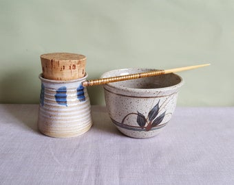 Vintage studio pottery • ceramic pots • kitchen containers • sushi set • condiments jars • spice jars • pottery bowls • rustic pottery