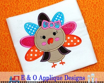 Turkey Applique Design, Thanksgiving Applique Design, Turkey Girl Applique Design, Turkey Embroidery Design, Thanksgiving Embroidery Design