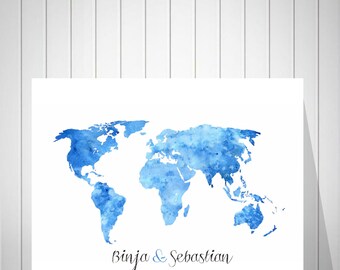 Wedding World Map Sign Guest Book Bride and Groom Gift Wedding Anniversary Gift Alternative Guest Book, Foam Board Map, Push Pin Map - 46577