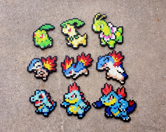 Johto Starters Pokemon Perler Bead Sprites