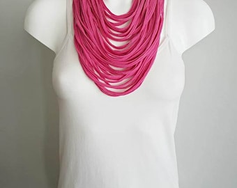 t shirt necklace, fabric necklace, cotton fabric necklace, t shirt scarf, infinity necklace