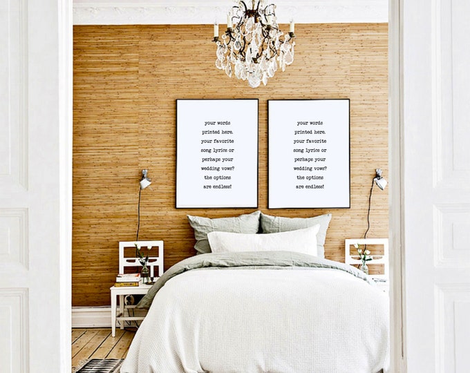 CUSTOMIZED Quote Prints! 6 STYLES! [Bedroom Above Bed Art, Cute Prints, Print Pack, Lyric Art, Wedding Vow Prints, Large Artwork, 2 Prints]