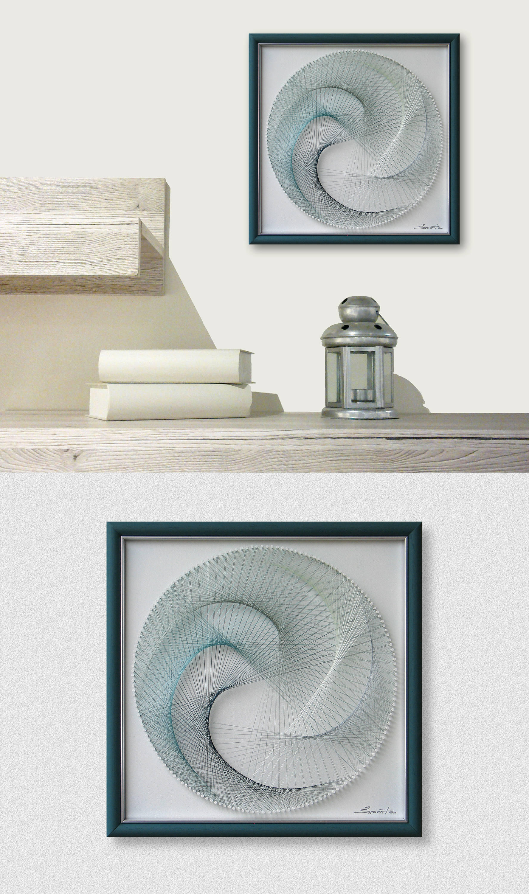 Pale Turquoise Zen Wall Art Framed Abstract Nail Art