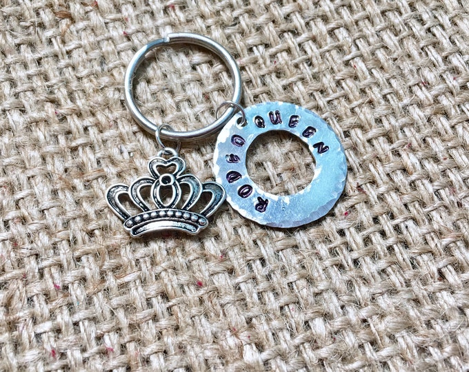 Rodeo Queen Keyring, Stamped Keychain, Rodeo Keychain, Rodeo Queen Gifts, Crown Keychain, Barrel Racer Keyring, Bull Riding Keychain