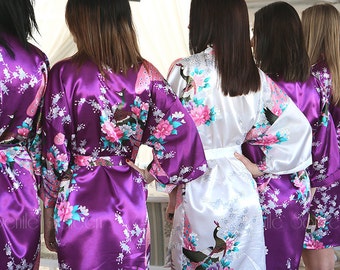 Bridesmaid Robes, MIX Colors, Bridesmaid Gift, Kimono Robe, Getting Ready Robes, Plus and Kid's Size Robes, Fast Shipping from New York