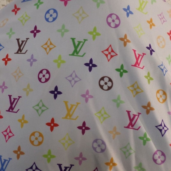 Multi Color LV Monogram Inspired Print Spandex Fabric By The