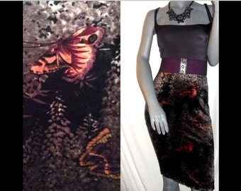 Betsey Johnson Flirty Career/Casual VELVET BUTTERFLY/Abstract A-Line Knee Length Skirt L