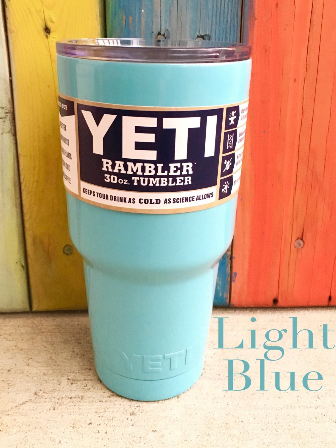 Powder Coated Yeti Rambler 30 oz Yeti Light Blue Yeti