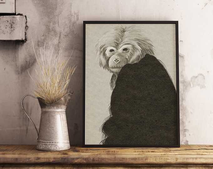 Monkey - printable digital illustration
