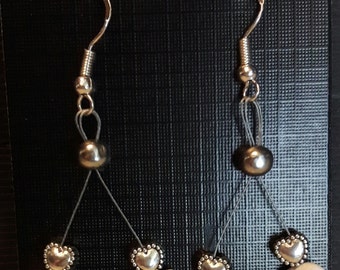 Turquoise and White chip loop dangle earrings