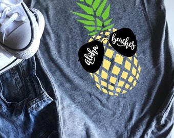 aloha beaches pineapple SVG DXF PDF Design