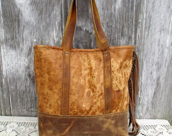 Spotted Leather - Distressed Tote Bag by Stacy Leigh