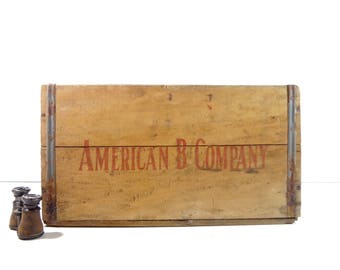 Vintage Wood Crate / American B Company Industrial Wooden Crate / Industrial Storage