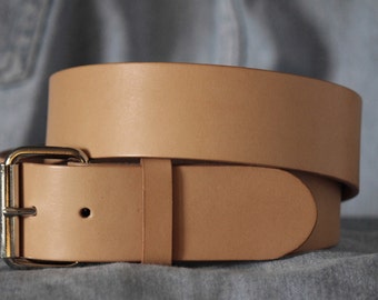 Men's Rugged Leather Belt Nude Natural Leather Belt Mens Stainless Steel Buckle Jeans Belt Wide Belt Mens Leather Belt Handcrafted in USA
