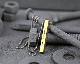 Morse Code Bronze Bar Necklace - Secret Message Necklace - Men's Necklace - Unisex Jewelry - Personalized Necklace by Modern Out