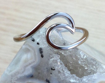 Silver Wave Ring Sterling Silver Beach Boho Jewelry FREE Shipping Codes FREE Gift Box Below Mermaid Jewellery Ocean Themed Sea Beach Jewelry