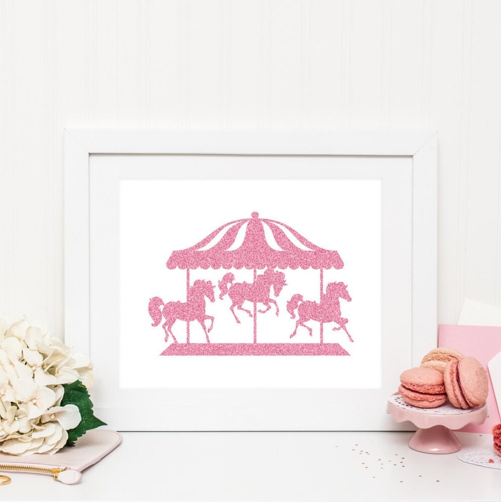 Carousel Printable Pink Carousel Wall Art Carousel Horse Pink