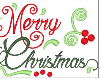 Christmas Embroidery Design, Merry Christmas Embroidery Design, Christmas Tea towel embroidery design, in the hoop Christmas project