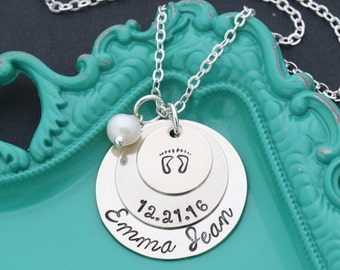 FREE SHIP • New Baby Name Necklace •New Mom Gift Baby Memorial Necklace • Personalized Baby Necklace Baby Loss Gift •Mom Necklace Mommy Gift