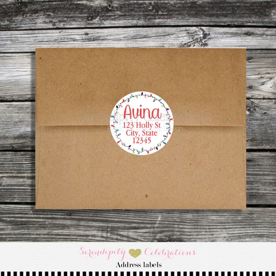 Round Address Labels, Address Label, Christmas Address Labels, Printed