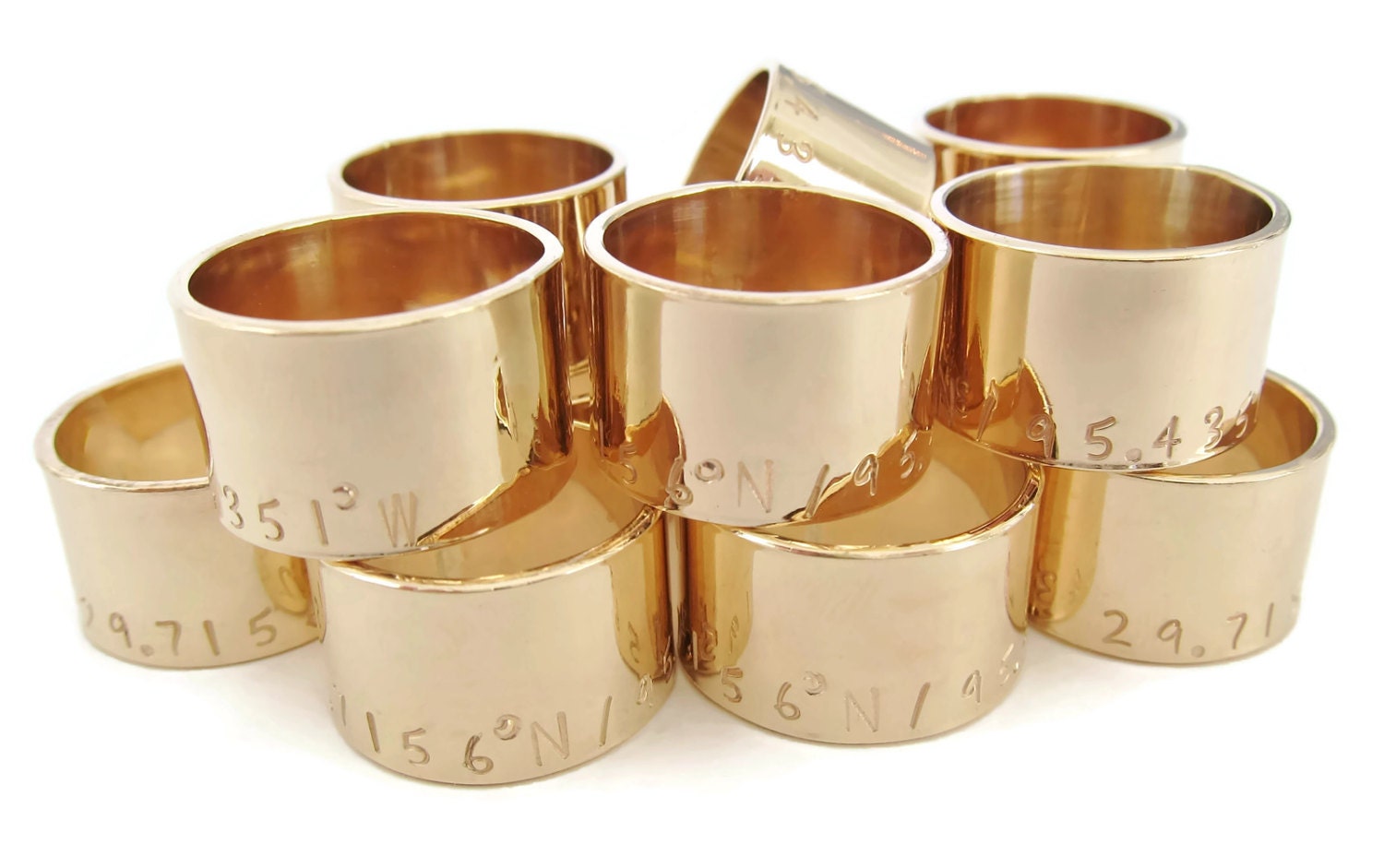 Wide Band Coordinate Ring, Custom Gold Latitude Longitude Ring, Personalized Stamped Ring, Custom Coordinate Jewelry, Personalized Ring