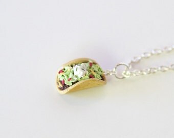 Taco Charm, food jewelry, food necklace, miniature food jewelry, taco jewelry, taco necklace
