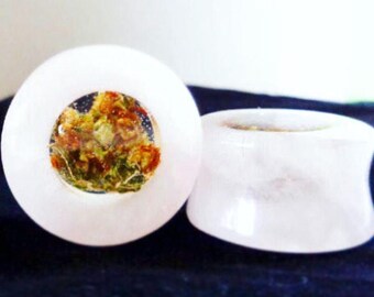 Rose Quartz Cannabis Filled Plugs-Marijuana Plugs-Rose Quartz Plugs-Weed Jewelry-Stone Plugs-Rose Quartz-Unique Plugs-Gifts for Stoners