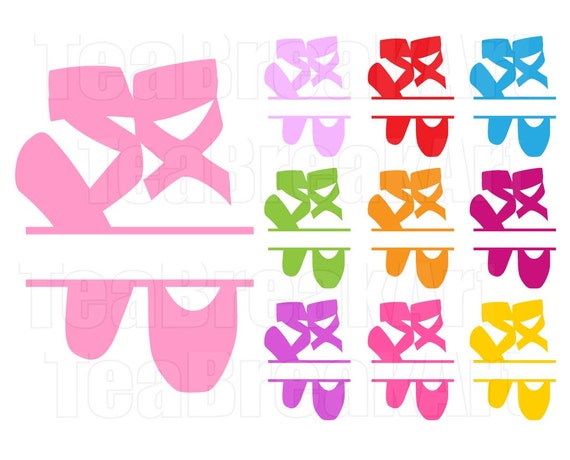 Download Split Ballet Slippers Clipart Monogram cutting files SVG PNG