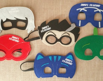 Ready to ship! Personalized PJ Masks Mask Set of 6! PJ Masks! Birthday Party Favor! Pick Any Mixture of Characters! PJ Mask Party Favor