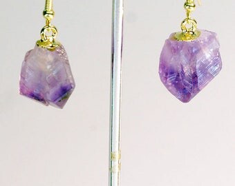 Gold Top Plated Amethyst Point Earrings (ER4BT)
