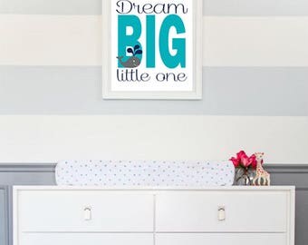 Nautical Nursery Digital Printable - 8x10 JEPG - Nautical Wheal Nursery - Baby Boy Nursery Decor - Dream Big Little One - Baby Whale