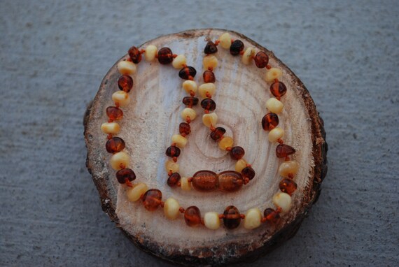 Polished Baltic Amber teething necklace//baby shower