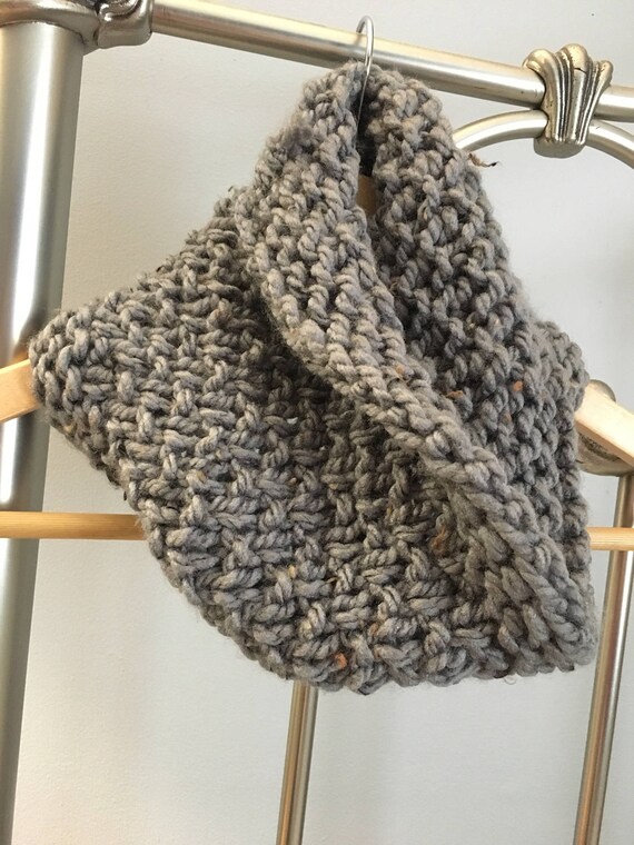 Chunky knit cowl, grey scarf, textured knit scarf, oversize cowl, cozy cowl, handmade winter accessories, winter scarf