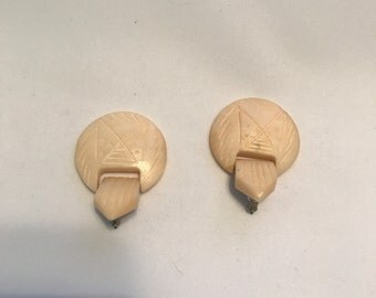 vintage carved ivory look post back earrings