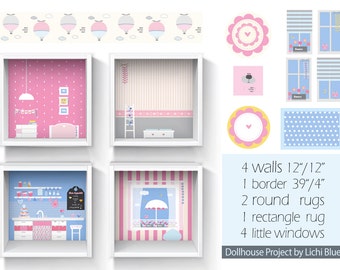 Melody Jane Puppenhaus Tapeten-Set, Terrakotta Design, 3 Blätter Im Maßstab 1:12