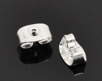500 Silver Plated Ear Nut Clutch Earring Post Backs 6x4mm(1/4"x1/8")