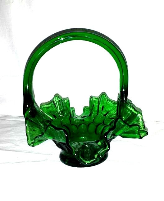 Vintage Green Glass Thumbprint Basketgreen By Junkyardblonde 6627