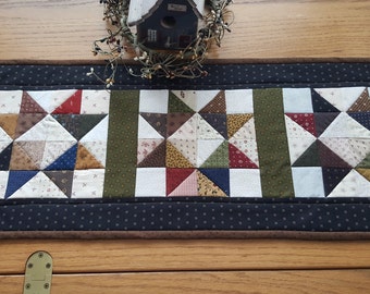 Quilted Table Runner / Primitive Table Runner / Quilted Star Table Runner/ Table Topper/Handmade