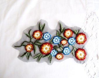 Blue Petit Flower Patch,Embroidered Flower Applique,Musterd Flower Patch,Red Flower Bunch Embroidered Bunch Appique ,