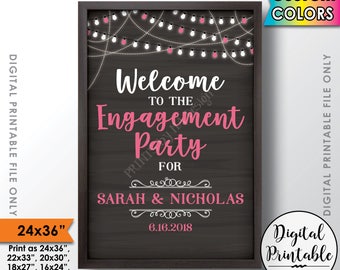Engagement Party Sign, Welcome to the Engagement Party Decoration, Engagement Celebration Sign, 24x36” Chalkboard Style Printable Sign