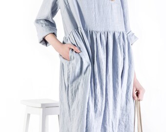Long linen dress / handmade linen women's clothing / linen tunic dress / loose linen dress / oversized linen dress / loose dress / linen