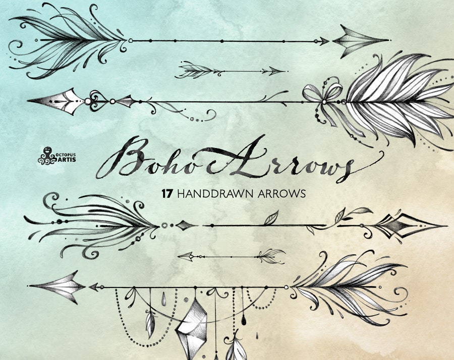 boho arrows 17 hand drawn clipart tribal native diy boho arrows 17 hand drawn clipart tribal native diy