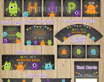 Monsters Birthday Party Pack, Monster Printable Party Package, Monster Party Kit, Monster Birthday