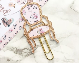 Rose Gold Glitter Chair Planner Clip