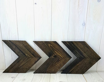 Wood Arrow Chevron Shabby Chic Wall Decor Art Unique Wall Decor - Kona Finish
