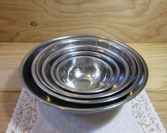 Set of 6 Vintage Stainless Steel Nesting Mixing Bowls * Stainless Steel Prep Bowls for Baking