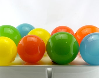 Set of 9 Holmegaard Carnaby Glass Ornaments - Designed by Michael Bang - Assorted Colours