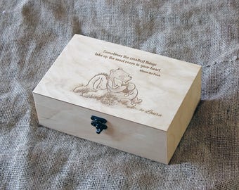 Custom quote wooden box, Memory box, Engraved quote box, Custom engraved jewelry box, Keepsake box, Winnie the pooh quote