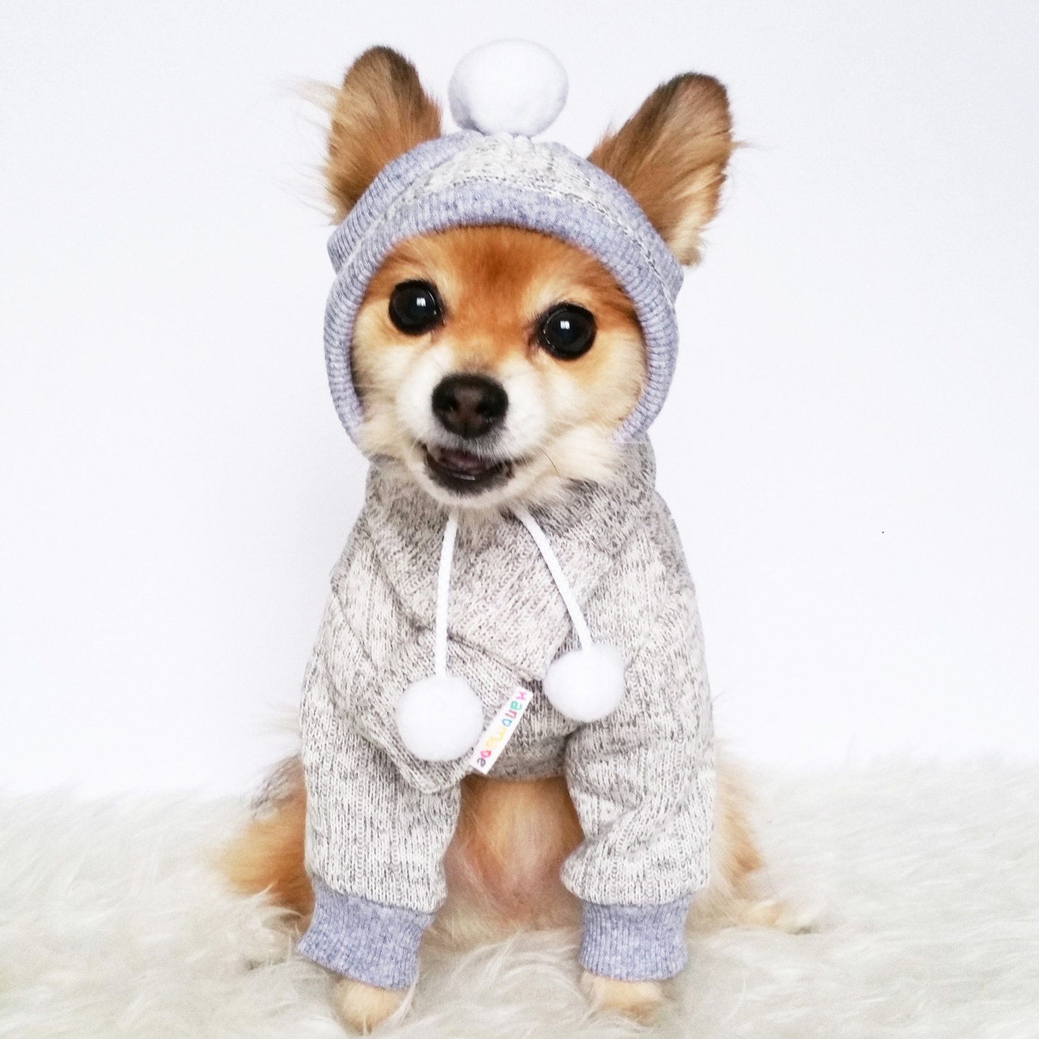 HANDMADE dog clothes XS4XLGray sweater dog hoodie pet
